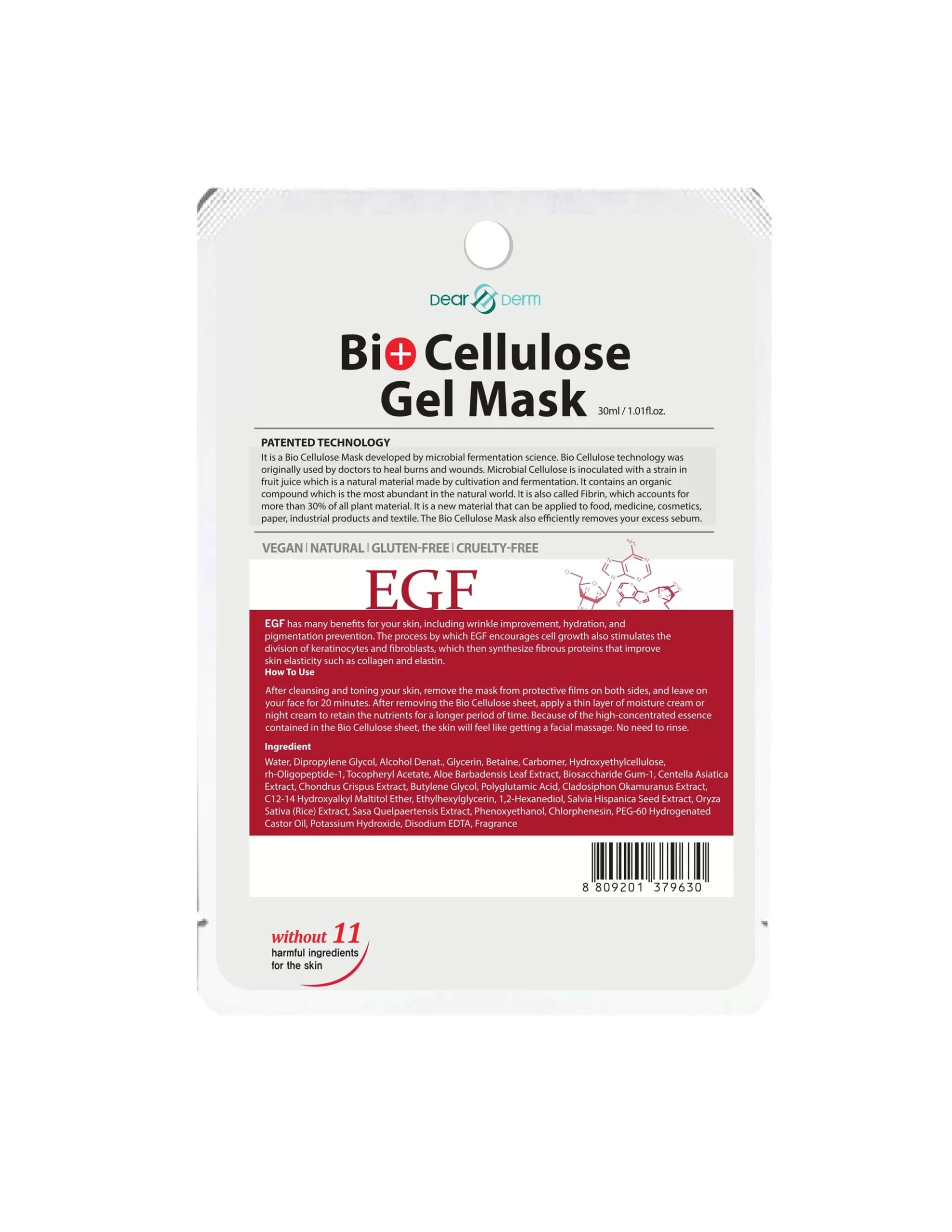 Bio-Cellulose Face Gel Mask – EGF 1ct