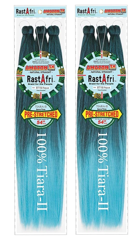 RastAfri Amazon 3X Braid 54" Pre-stretched [2 PACK] (BT1B/AQUA)