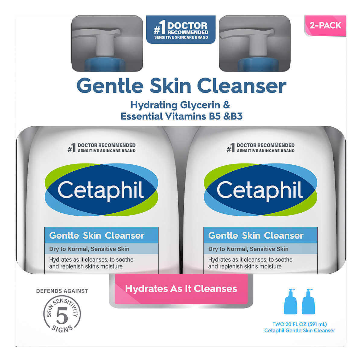 Cetaphil Gentle Skin Cleanser - Dry to Normal Sensitive Skin - 20 fl oz - 2-count