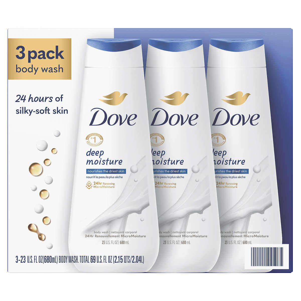 Dove Deep Moisture Body Wash 23 oz - 3-pack
