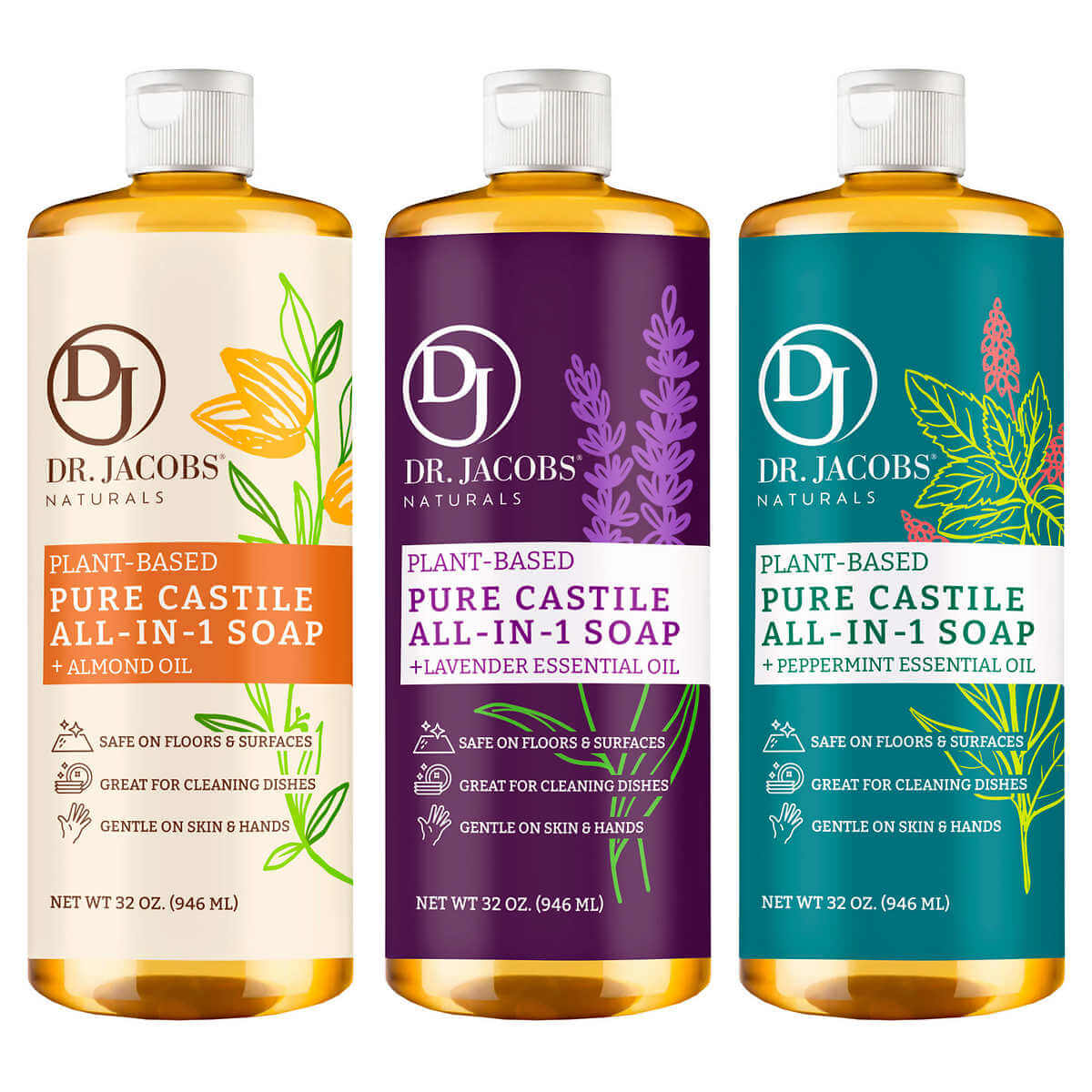 Dr. Jacobs Naturals Pure Castile Soap Variety Pack - 32 oz - 3-count