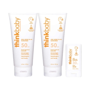 Thinkbaby Sunscreen Lotion SPF 50, 6 fl oz Duo and Sunscreen Stick SPF 30 - 0.64 oz